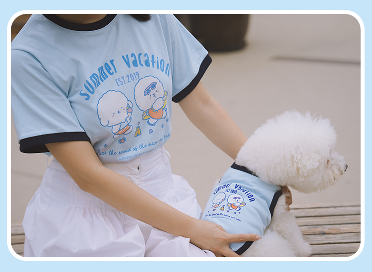 Sunflower Series Human and Dog Matching Outfit Blue Shirt Pet Clothes